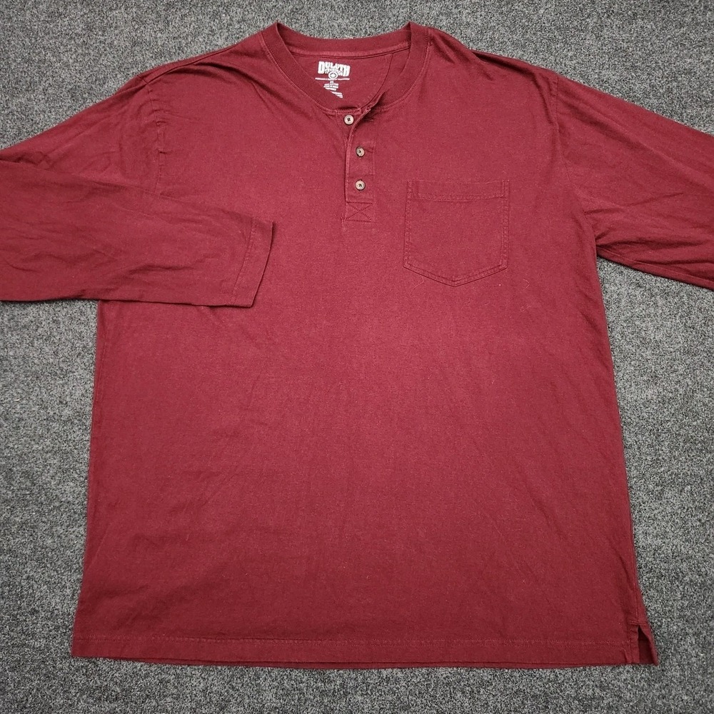 Duluth Trading Co Mens XL Burgundy Red Henley Knit Shirt Top
